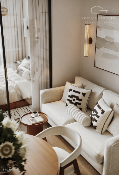 2 izbový apartmán s rozlohou  od 34,74 m² do 37,62 m²