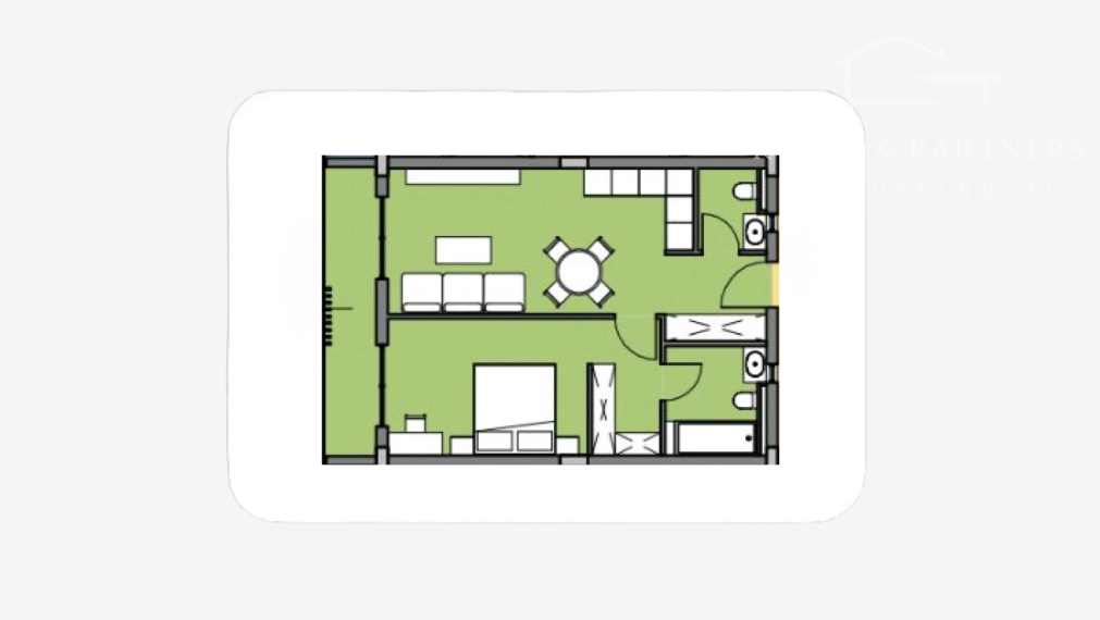 2 izbový apartmán s rozlohou od 54,6 do 55,57 m²