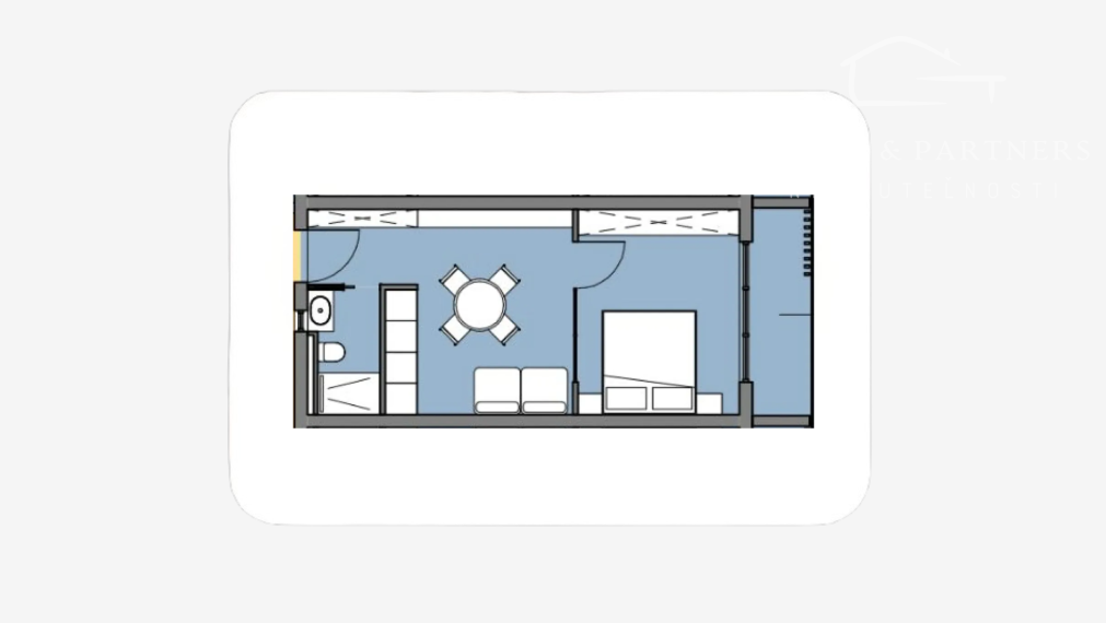 2 izbový apartmán s rozlohou  od 34,74 m² do 37,62 m²