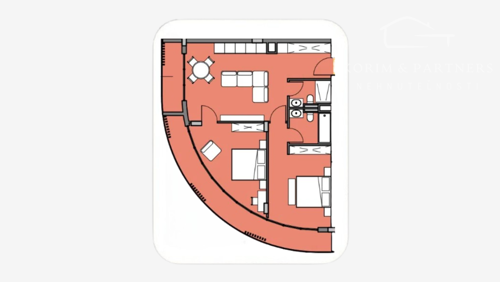 3 izbový apartmán so strešnou terasou s rozlohou 94,81 m² + 72,48 m²