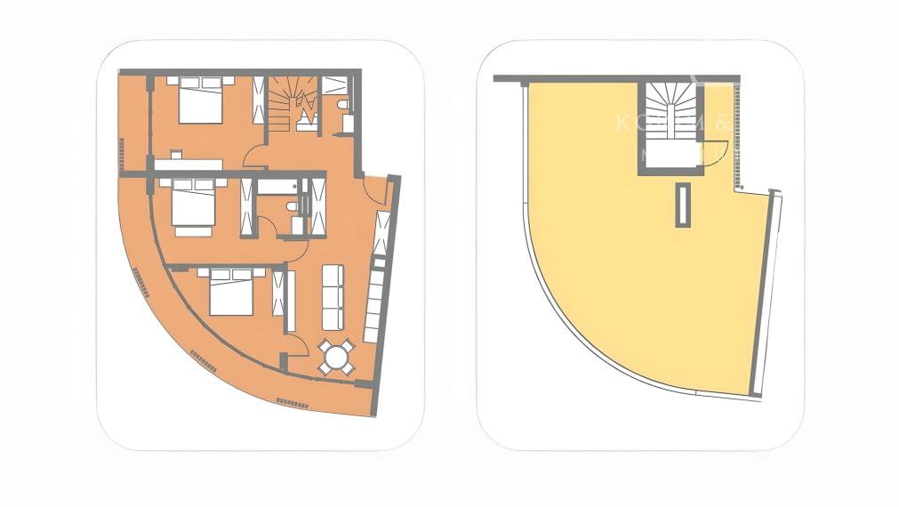 4 izbový  luxusný apartmán s rozlohou 121,9 m² a strešnou terasou 88,78m²
