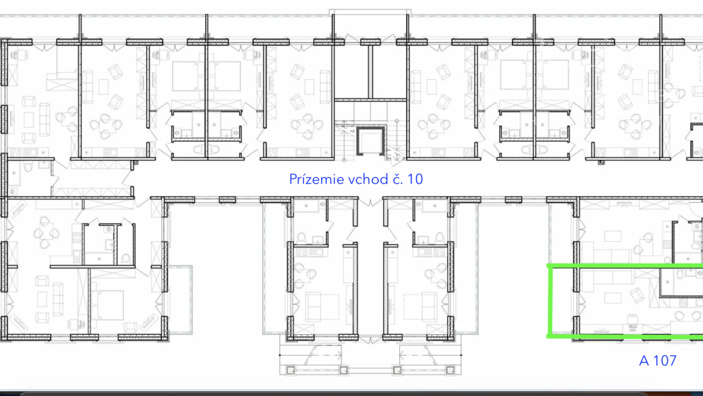 2-izbový byt s terasou v novostavbe Danubia Residence (A107), Komárno – 47,46 m²