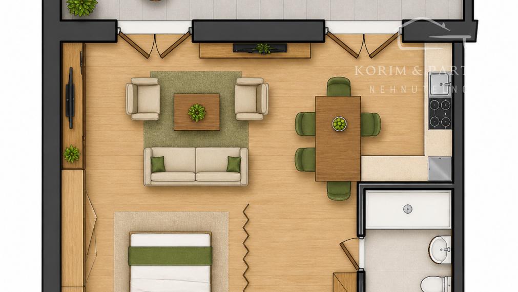 1-izbový byt s veľkou terasou (B406) v novostavbe Danubia Residence