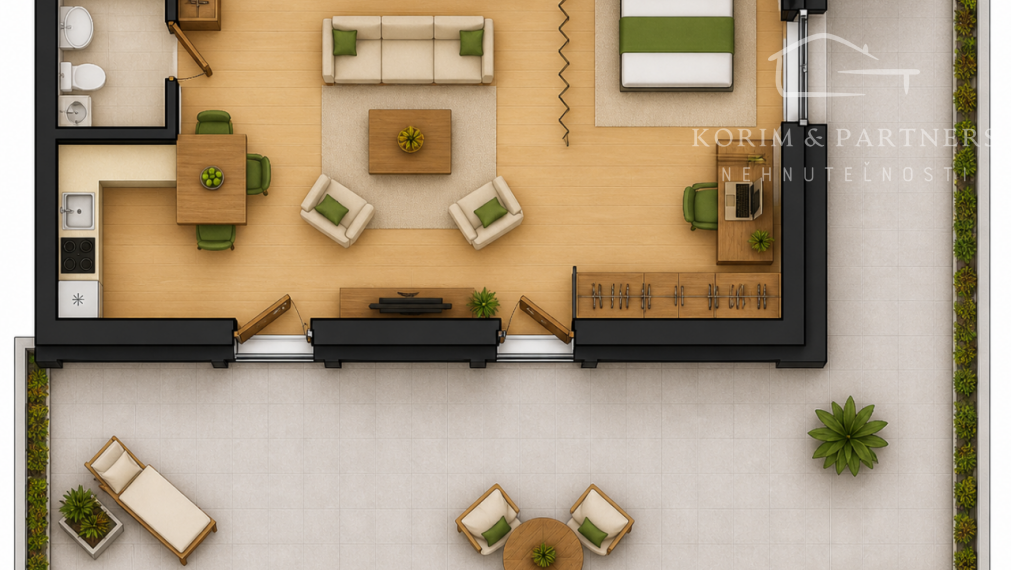 2 izbový byt s 41 m² terasou (B408) v novostavbe Danubia Residence – priestor, ktorý nekončí stenami