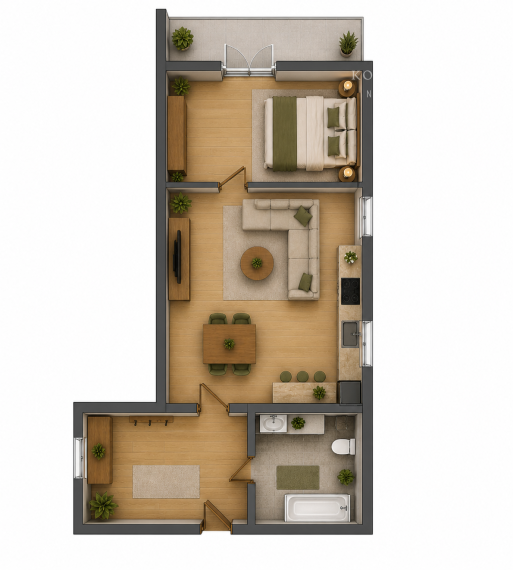 2-izbový byt v Danubia Residence (B-305), ktorý dáva zmysel