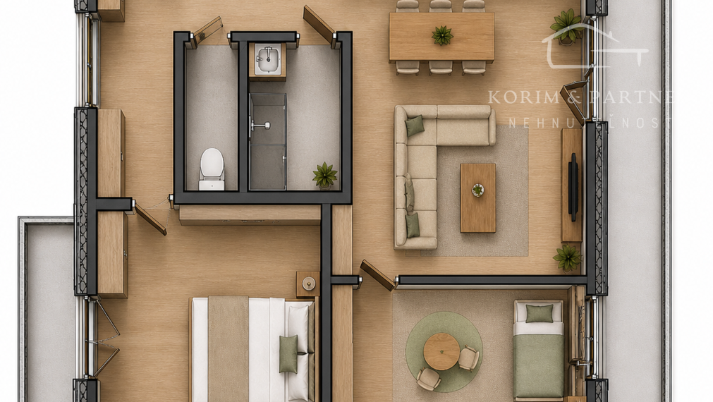 Jeden z najlepšie riešených 3-izbových bytov v Danubia Residence  (B206)