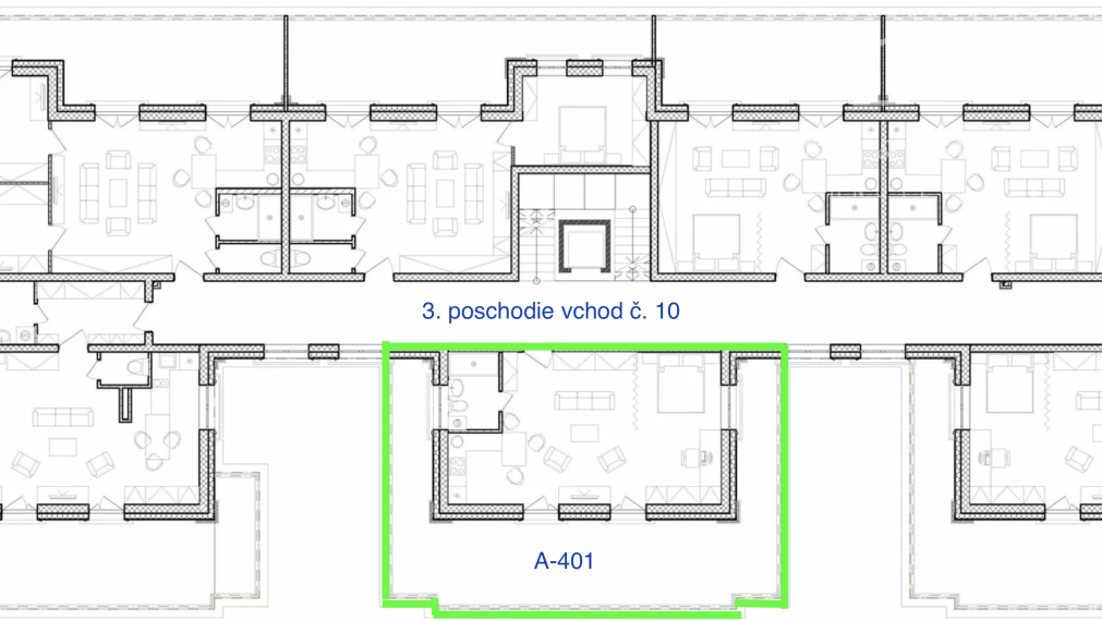 2-izbový byt (A-401), byt obkolesený terasou, Danubia Residence