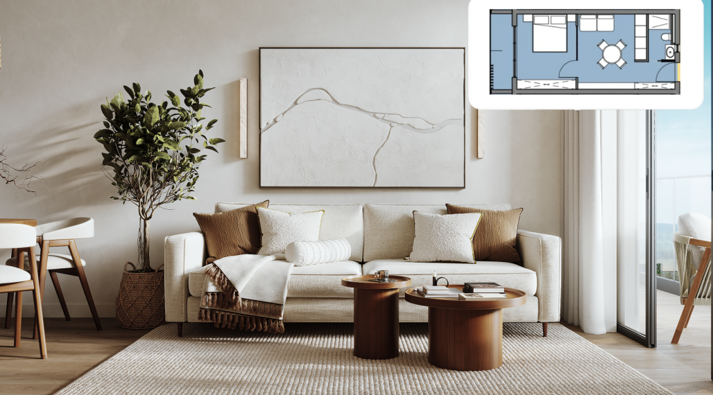 2 izbový apartmán s rozlohou  od 34,74 m² do 37,62 m²