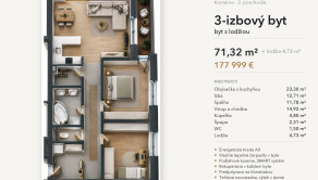 3-izbový byt s lodžiou, 2. poschodie – White Square Komárno - fotografia 9