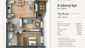 3-izbový byt s lodžiou, 4. poschodie – White Square Komárno - fotografia 10