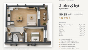 2-izbový byt s lodžiou, 1. poschodie – White Square Komárno - fotografia 12