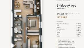 3-izbový byt s lodžiou, 4. poschodie – White Square Komárno - fotografia 10