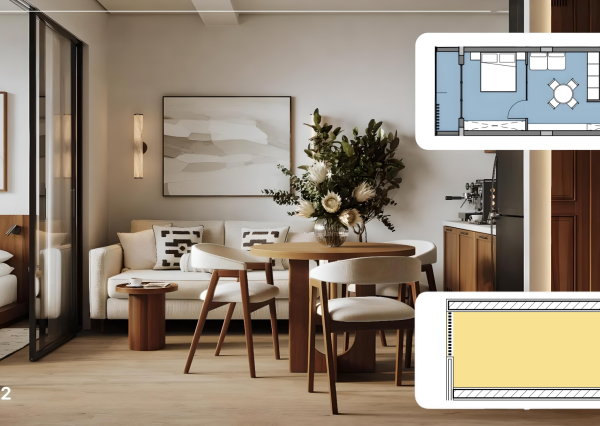 2 izbový apartmán s rozlohou s terasou na streche od 34,9 + 29,7 m² do 36,6  +  29,7m²