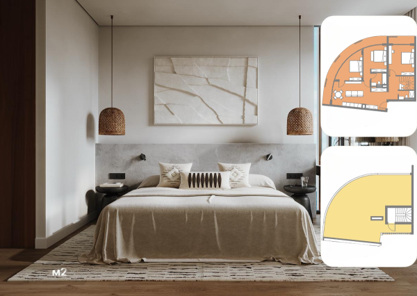 4 izbový  luxusný apartmán s rozlohou 121,9 m² a strešnou terasou 88,78m²