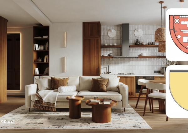 3 izbový apartmán so strešnou terasou s rozlohou 94,81 m² + 72,48 m²