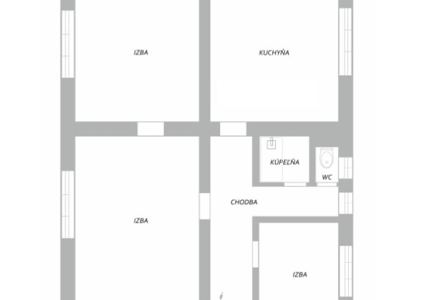 3-izbový byt Komárno – priestor s potenciálom rekonštrukcie