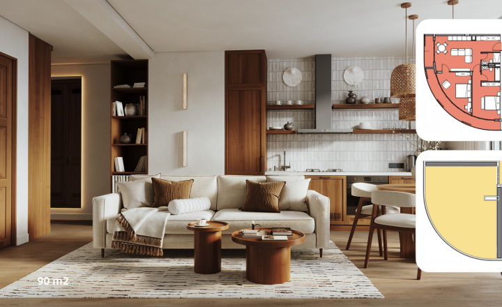 3 izbový apartmán so strešnou terasou s rozlohou 94,81 m² + 72,48 m²