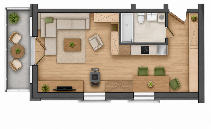 2-izbový byt s terasou v novostavbe Danubia Residence (A107), Komárno – 47,46 m² - fotografia 10