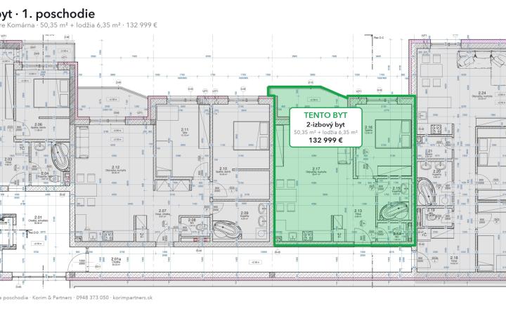 2-izbový byt s lodžiou, 1. poschodie – White Square Komárno - fotografia 10